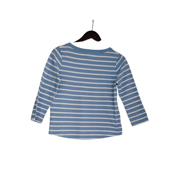 COS Striped 3/4 Sleeve Crew Neck Top Light Blue White Casual Size P - Picture 2 of 7